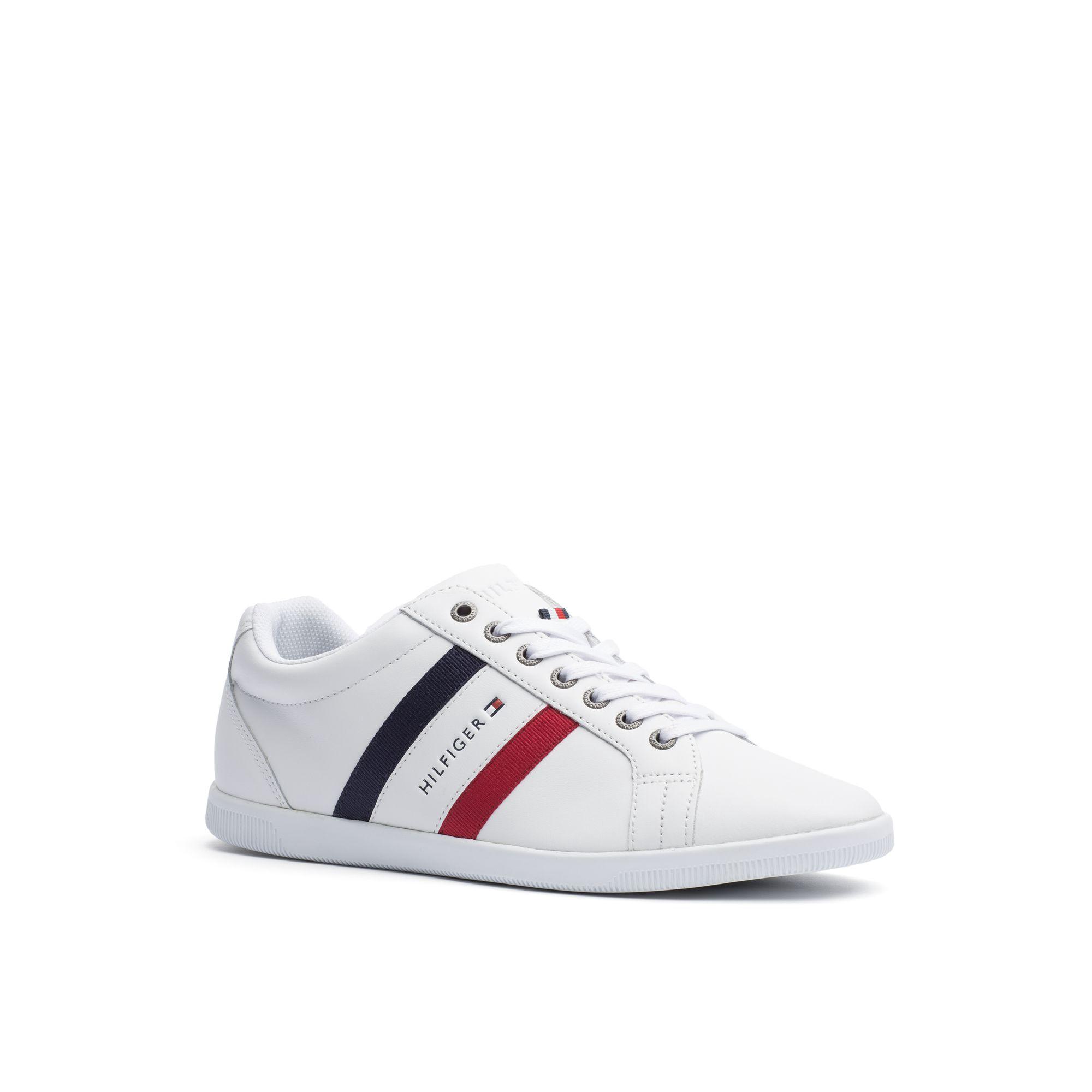 Tommy Hilfiger Multi-stripe Leather Sneaker - White | ModeSens