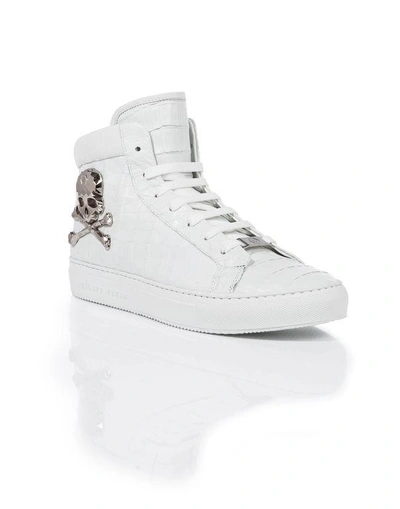 Philipp Plein Hi-top Sneakers "cool Man" In White/nickel