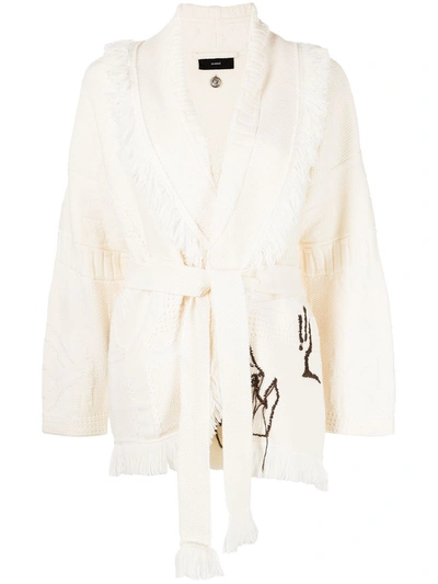 Alanui White The Quiet Of The Canyon Cardigan In Neutrals