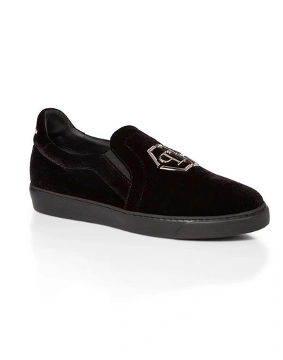 Philipp Plein Kaymer Velvet Skater Shoes In Black