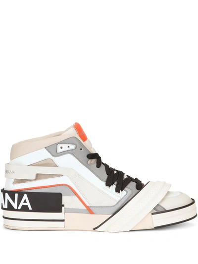 Dolce & Gabbana Calfskin Nappa And Rubber Portofino High-top Sneakers In Multicolor