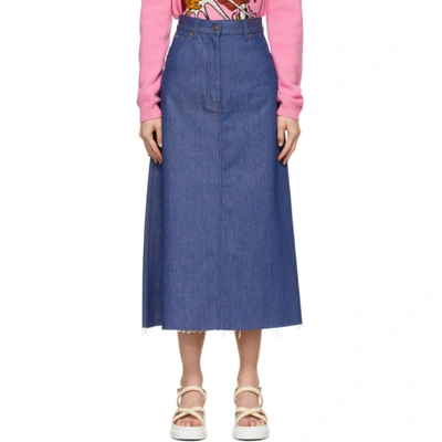 Gucci High-rise Denim Midi Skirt In Dark Blue