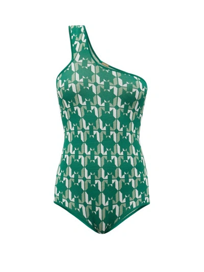 Dodo Bar Or Lynn One-shoulder Star-jacquard Bodysuit In Green