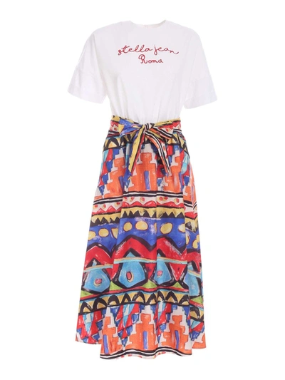 Stella Jean Multicolor Printed Skirt Dress In White