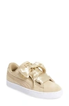 Puma Basket Heart Safari Suede Sneaker, Tan In Cream