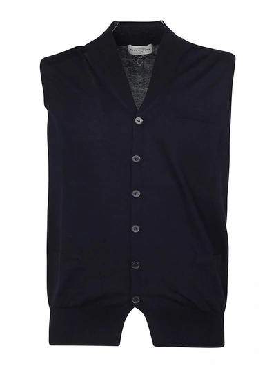 Ballantyne Cotton V-neck Waistcoat In Blue In Dark Blue