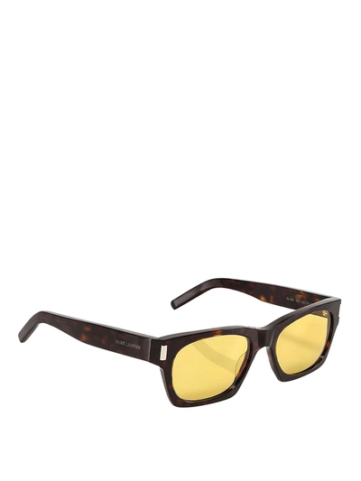 Saint Laurent Sl 402 Squared Sunglasses In Brown