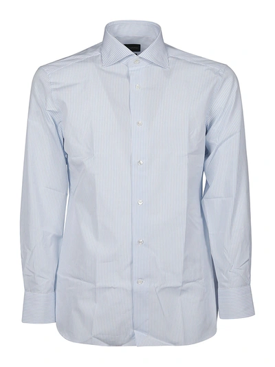 Ermenegildo Zegna Striped Cotton Shirt In Light Blue