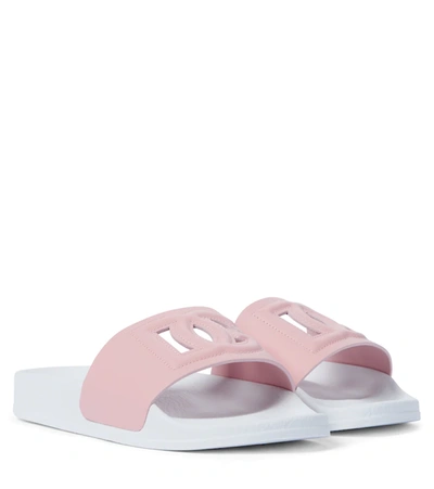 Dolce & Gabbana Kids' Cut-out Detail Slides In Rosa