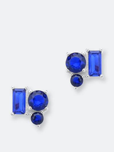 Sterling Forever Sterling Silver Cz Cluster Studs In Grey