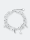 Sterling Forever Women's Moon & Star Rhodium Plated & Crystal Multi-strand Bracelet In Grey