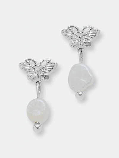 Sterling Forever Women's Silvertone & Faux Pearl Butterfly Stud Earrings In Neutral
