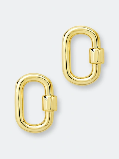 Sterling Forever Women's Goldplated Carabiner Lock Stud Earrings