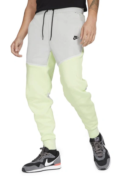 Nike Sportswear Tech Fleece Joggers In Light Lime/ Grey Fog/ Black