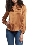 L Agence Bianca Silk Satin Blouse In Dark Copper