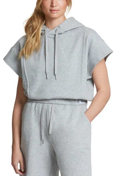 Juicy Couture Plus Size Short Sleeve Cropped Hoodie In Gray Powder