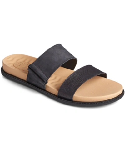 Sperry Waveside Womens Leather Comfort Insole Slide Sandals In Black