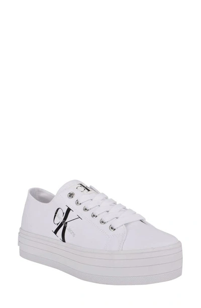 Calvin Klein Women's Blair Lace-up Platform Sneakers Women's Shoes In White