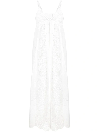 Pinko Naturale Lace Inserts Cotton Dress In White