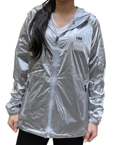 Spire By Galaxy Women's Fashion Hooded Zip-up Windbreaker In Silver-tone