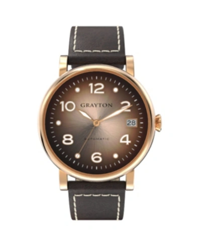 Grayton Women's Radiance Collection Brown Flat Cut-edge Leather Strap Watch 36mm