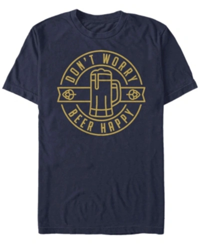 Fifth Sun Men's Beer Happy Short Sleeve Crew T-shirt In Navy