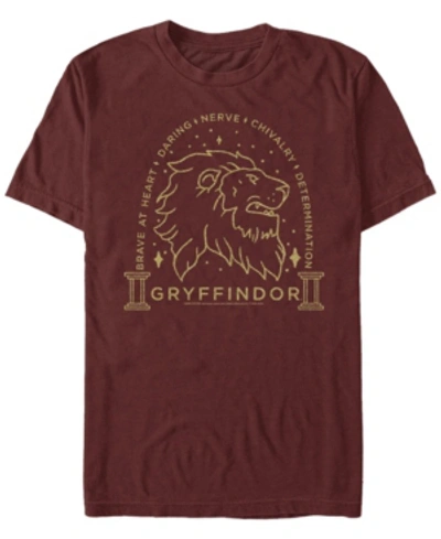 Fifth Sun Men's Lion Line Art Short Sleeve Crew T-shirt In Cardinal