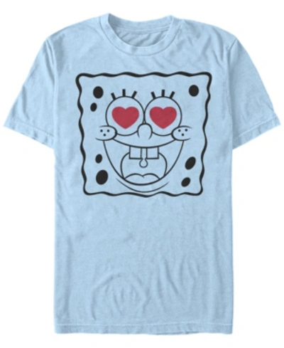 Fifth Sun Men's Spongebob Line Face Short Sleeve Crew T-shirt In Light Blue