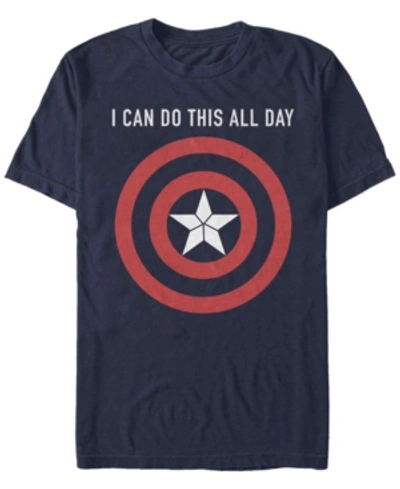 Fifth Sun Marvel Men's Captain America I Can Do This All Day Target Shield Chest Logo, Short Sleeve T-shirt In Navy
