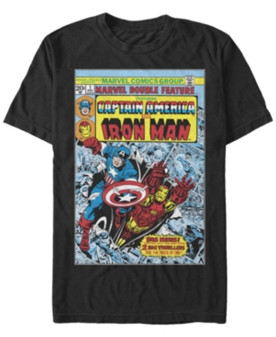 Fifth Sun Men's Marvel Captain Iron Man Short Sleeve Crew T-shirt In Black