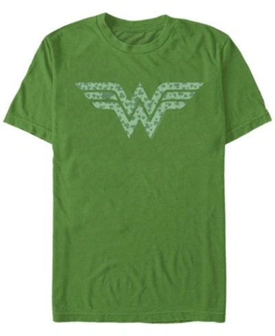 Fifth Sun Men's Wonder Woman Shamrock Short Sleeve Crew T-shirt In Green