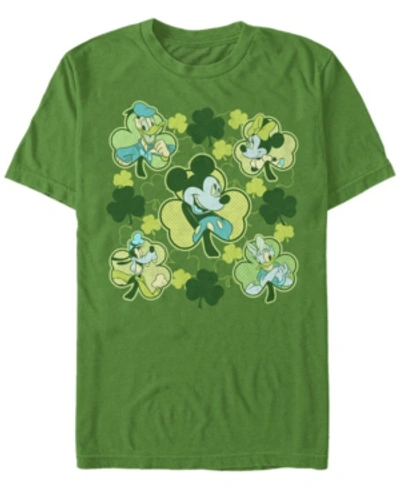 Fifth Sun Men's Mickey Clovers Short Sleeve Crew T-shirt In Green