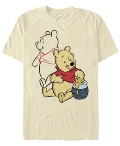 Fifth Sun Men's Pooh Line Art Short Sleeve Crew T-shirt In Natural