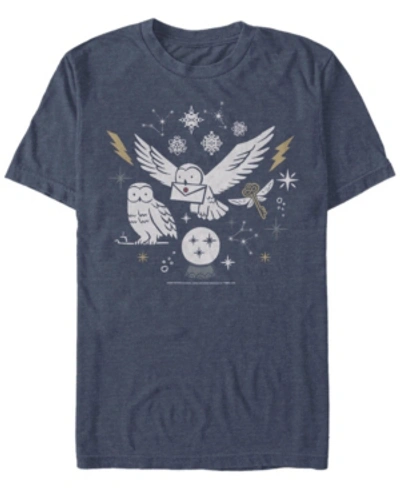 Fifth Sun Men's Wintery Owls Short Sleeve Crew T-shirt In Navy