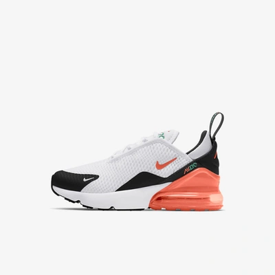 Nike Air Max 270 Little Kids' Shoe In White/turf Orange-stadium Green-black