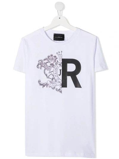 John Richmond Junior Teen Monogram-print Cotton T-shirt In White