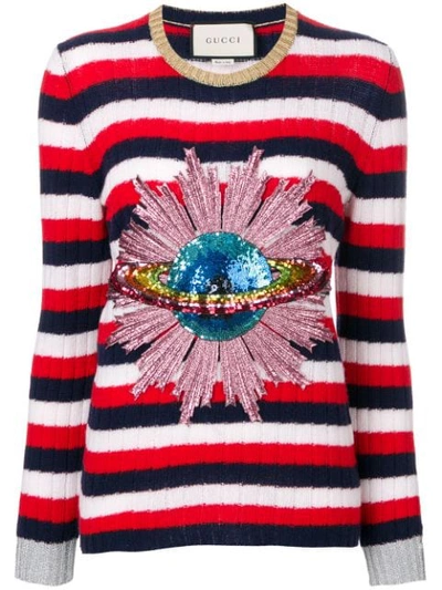 Gucci Sequinned Wool Sweater In Blu