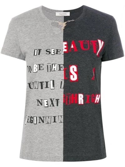 Valentino X Jamie Reid Necklace Slogan Print Patchwork T-shirt In Gray