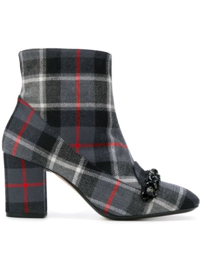 N°21 Checked Ankle Boots In Grey