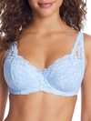 Pour Moi Flora Mini Floral Lace High Apex Padded Bra In Blue-blues In Powder Blue