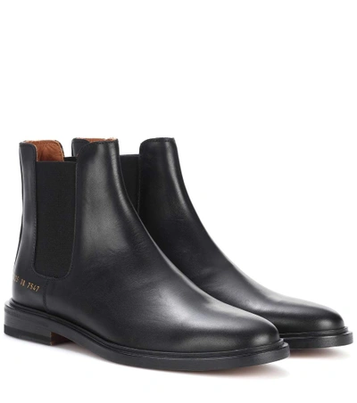 Common Projects Black Leather Chelsea Boots