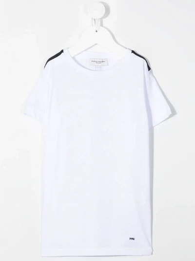 Paolo Pecora Kids' Side Stripe-detail T-shirt In 白色