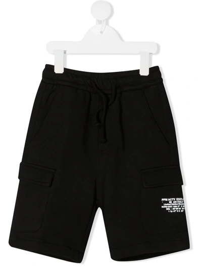 Paolo Pecora Kids' Logo Cargo Shorts In Black