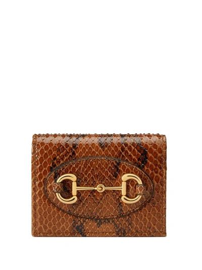 Gucci Horsebit 1955 Python Wallet In Brown