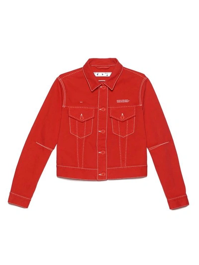 Off-white Women's Red Cotton Outerwear Jacket