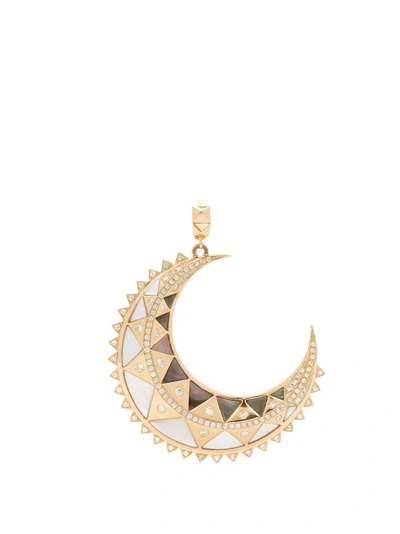 Harwell Godfrey Moon Diamond, Mother-of-pearl & 18kt Gold Pendant In Yellow Gold