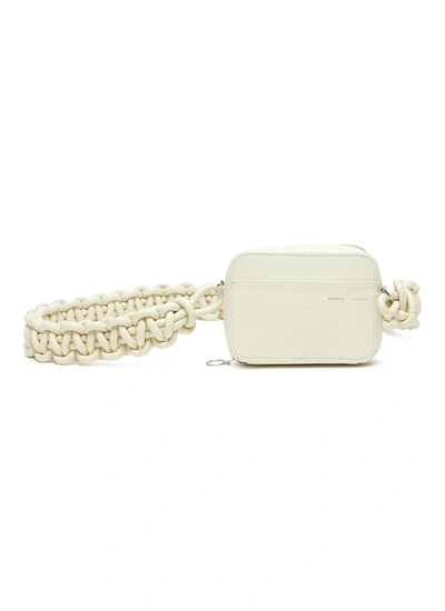 Kara 'cobra' Woven Strap Leather Shoulder Bag In White