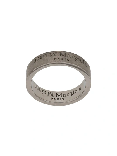 Maison Margiela Logo Engraved Ring In Silver