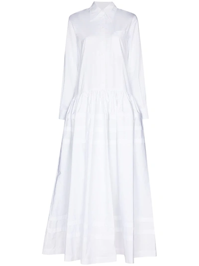 Rosie Assoulin Pleated Tiered Cotton-poplin Maxi Dress In White