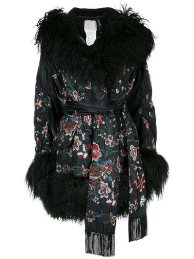 Sacai Wool & Alpaca Fur Jacket In Black